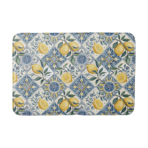 Blauw Aquarel Citroen Badmat