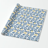 Blauw Aquarel Citroen Cadeaupapier (Uitgerold)