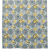 Blauw Aquarel Citroen Douchegordijn (Voorkant)