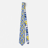 Blauw Aquarel Citroen Patroon Stropdas (Voorkant)