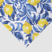 Blauw Aquarel Citroen Patroon Tissuepapier (Detail)