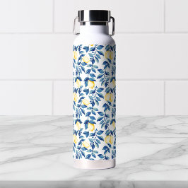 Blauw Aquarel Citroen Waterfles