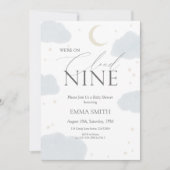 Blauw Aquarel Cloud Nine Baby Shower Kaart (Voorkant)
