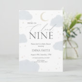 Blauw Aquarel Cloud Nine Baby Shower Kaart (Staand voorkant)