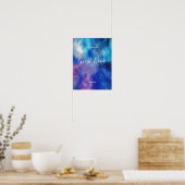 Blauw Aquarel Confetti Gastboek Aanmeld Tekst Post Poster (Keuken)
