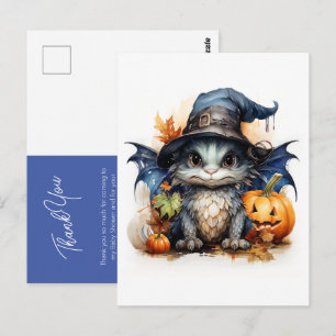 Blauw Aquarel Draak Baby Shower Bedankt Briefkaart