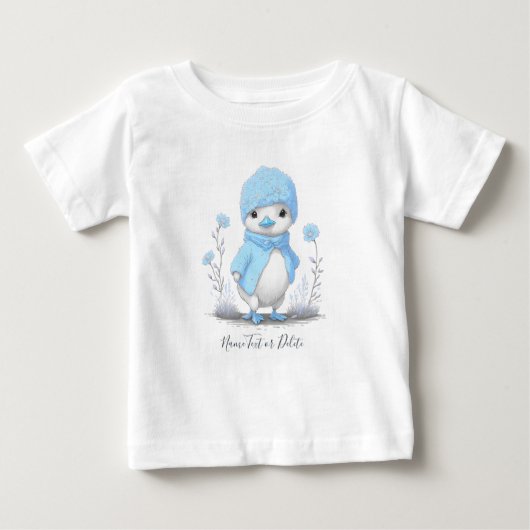 Blauw Aquarel Eend Baby T-Shirt (Voorkant)