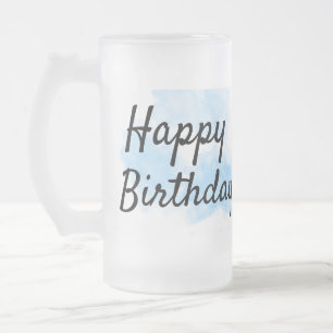 Blauw aquarel eenvoudig verjaardag voeg je naam cu matglas bierpul