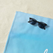 Blauw Aquarel Eenvoudige Kust Strand Zee Oever Strandlaken (In situ)