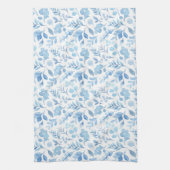 Blauw Aquarel Elegant Bloemmotief Theedoek (Verticaal)