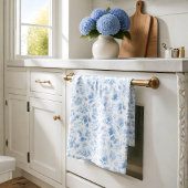 Blauw Aquarel Elegant Bloemmotief Theedoek