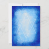 Blauw Aquarel Frame Ster Aangepaste Bar Mitswa Bat Kaart (Achterkant)