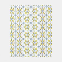 Blauw Aquarel Frans Landelijk Citroen Fleece Deken