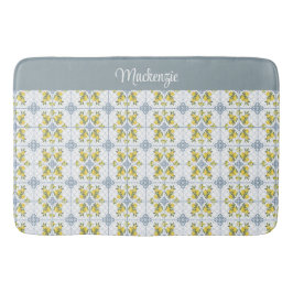Blauw Aquarel Frans Landelijk Citroen Naam Monogra Badmat