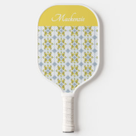 Blauw Aquarel Frans Landelijk Citroen Naam Monogra Pickleball Paddle