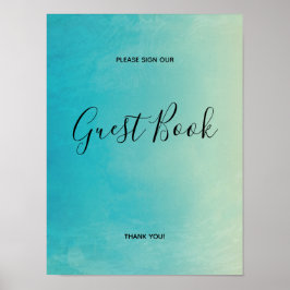 Blauw Aquarel Gastboek Teken Poster