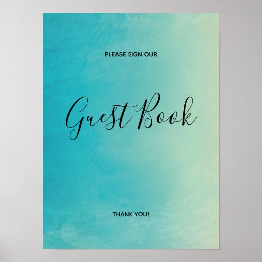 Blauw Aquarel Gastboek Teken Poster (Voorkant)