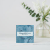 Blauw Aquarel Geode QR Code Professioneel Vierkante Visitekaartje (Staand voorkant)