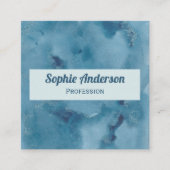 Blauw Aquarel Geode QR Code Professioneel Vierkante Visitekaartje (Voorkant)