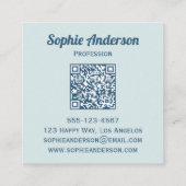 Blauw Aquarel Geode QR Code Professioneel Vierkante Visitekaartje (Achterkant)
