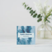 Blauw Aquarel Geode QR Code Professioneel Vierkante Visitekaartje (Staand voorkant)