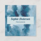 Blauw Aquarel Geode QR Code Professioneel Vierkante Visitekaartje (Voorkant)