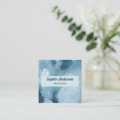 Blauw Aquarel Geode QR Code Professioneel Vierkante Visitekaartje (Staand voorkant)