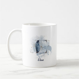 Blauw Aquarel Gepersonaliseerde Naam Letter Initia Koffiemok