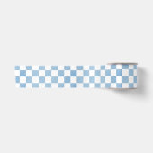 Blauw Aquarel Geruit Racevlag Satijnen Lint (Voorkant)