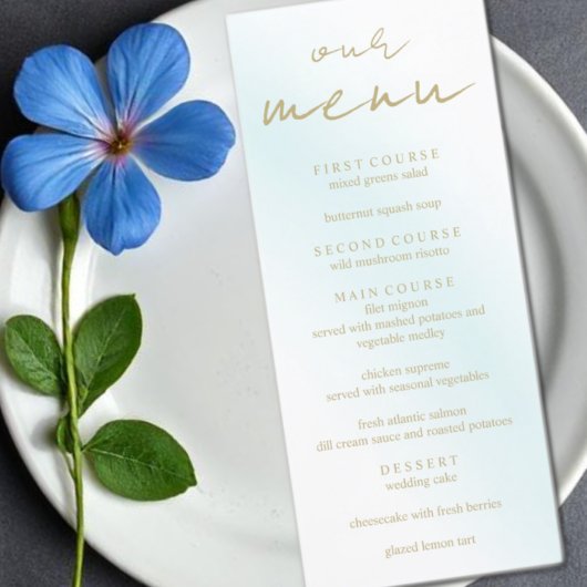 Blauw Aquarel Golf Huwelijk Menu