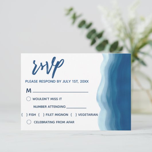 Blauw Aquarel Golf | RSVP Kaarten (Staand voorkant)