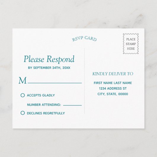 Blauw Aquarel Golf | RSVP Uitnodiging Briefkaart (Achterkant)