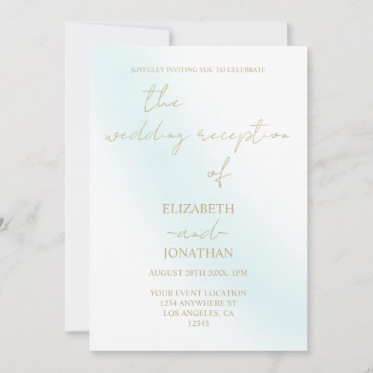 Blauw Aquarel Golf Trouwreceptie Kaart (Voorkant)