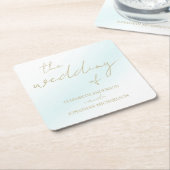 Blauw Aquarel Golf Wedding Kartonnen Onderzetters (Schuin)