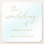 Blauw Aquarel Golf Wedding Kartonnen Onderzetters (Voorkant)