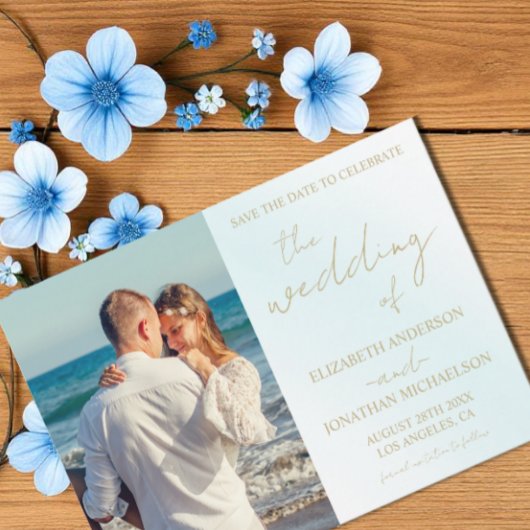 Blauw Aquarel Golf Wedding Save The Date