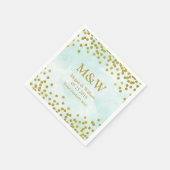 Blauw Aquarel Goud Confetti Trouwservet Servetten (Hoek)