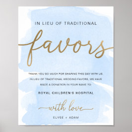 Blauw Aquarel Goud in Plaats Van Favorieten Bord Poster