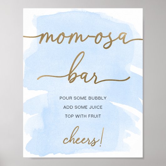 Blauw Aquarel Goud Moeder-osa Bar Bord Poster (Voorkant)