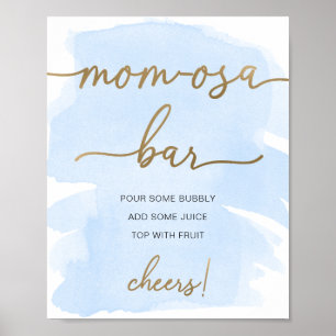 Blauw Aquarel Goud Mom-osa Bar Bord Poster