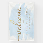 Blauw Aquarel Goud Welkom Spandoek (Verticaal)