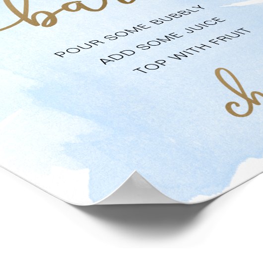 Blauw Aquarel Gouden Mom-osa Bar Bord Poster (Hoek)