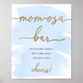 Blauw Aquarel Gouden Mom-osa Bar Bord Poster (Voorkant)