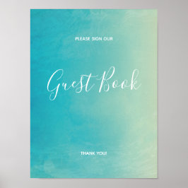 Blauw Aquarel Guestbook Teken Poster