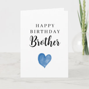 Blauw Aquarel Hart Gelukkig Verjaardag Broer Kaart