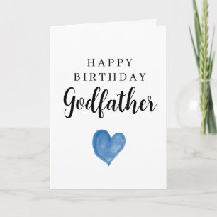 Blauw Aquarel Hart Gelukkig Verjaardag Oom Kaart