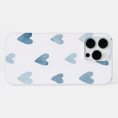 Blauw Aquarel Hart Hoestelcase iPhone Hoesje (Achterkant horizontaal)