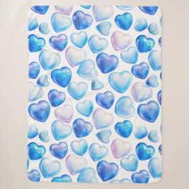 “Blauw Aquarel Hart Sherpa Deken” Deken