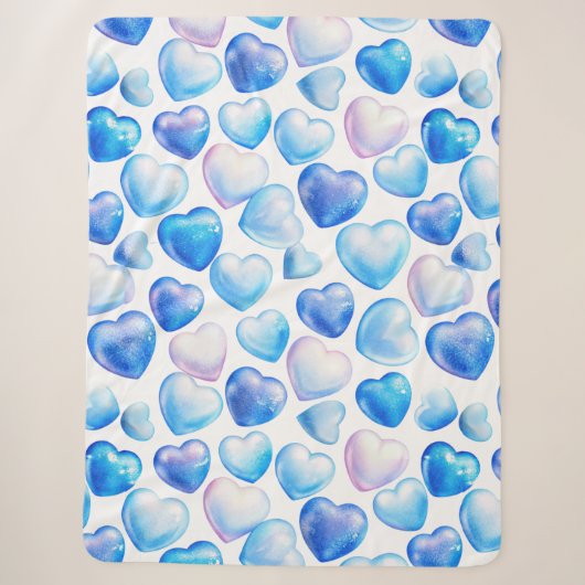 “Blauw Aquarel Hart Sherpa Deken” Deken (Voorkant)