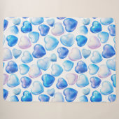 “Blauw Aquarel Hart Sherpa Deken” Deken (Voorkant (horizontaal))